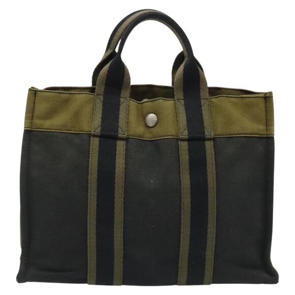 HERMES Fourre Tout PM Hand Bag Canvas Khaki - Picture 13 of 16